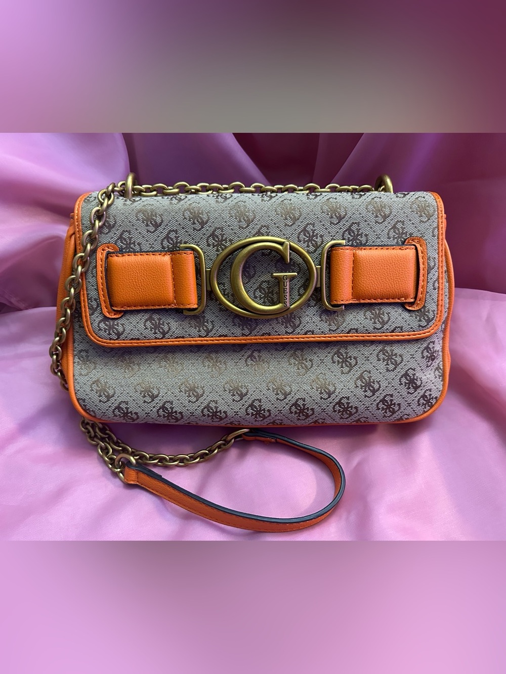 Y2K Guess Monogram Purse orange leather purse crossbody bag